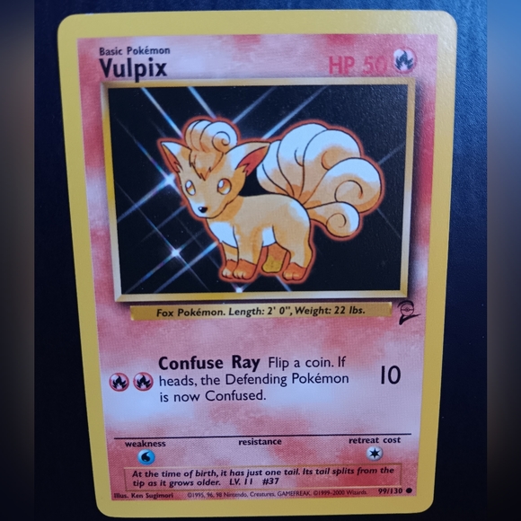Vulpix Pokemon Card - Base Set 2 - NO. 99/130 Common Non-Holo - Picture 2 of 9